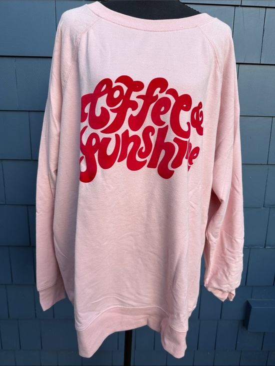 Wildfox Tops - Wildfox Pink Sweatshirt with Red "Coffee & Sunshine" Graphic XL